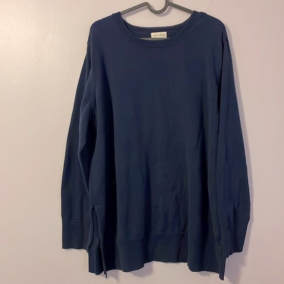 Madison Jules Navy Blue Knit Sweater with Side Slits size XXL - Picture 1 of 15